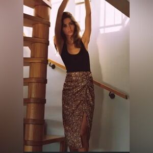 Abercrombie & Fitch Floral Knotted Satin Skirt